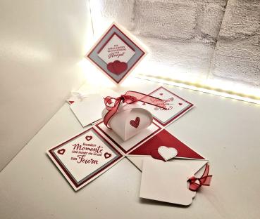 Explosionsbox Hochzeit | Geldgeschenk | Zierschachtel | Namen individualisierbar 7x7x7cm oder 10x10x10cm